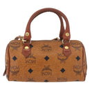 MCM Logogram Vicetos Mini Boston Bag PVC 2way Brown Gold Auth 178481-3