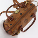 MCM Logogram Vicetos Mini Boston Bag PVC 2way Brown Gold Auth 178481-6