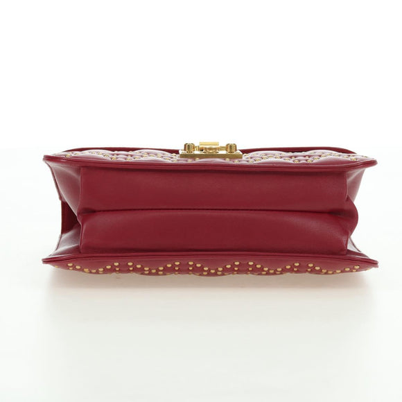 Christian Dior Chain Addict Shoulder Bag Leather Red Gold Auth 178483M