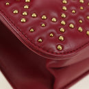 Christian Dior Chain Addict Shoulder Bag Leather Red Gold Auth 178483M-16