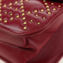 Christian Dior Chain Addict Shoulder Bag Leather Red Gold Auth 178483M-17
