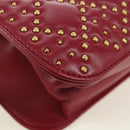 Christian Dior Chain Addict Shoulder Bag Leather Red Gold Auth 178483M-18