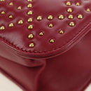 Christian Dior Chain Addict Shoulder Bag Leather Red Gold Auth 178483M-19
