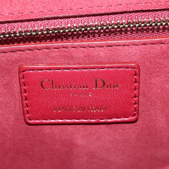 Christian Dior Chain Addict Shoulder Bag Leather Red Gold Auth 178483M