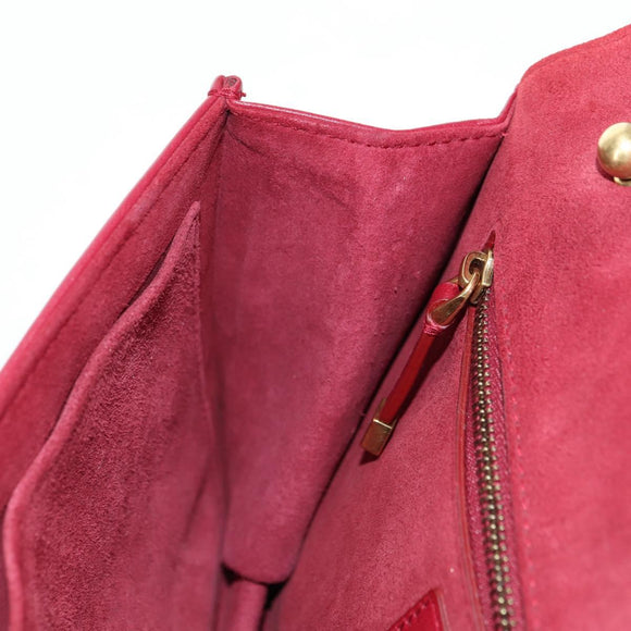 Christian Dior Chain Addict Shoulder Bag Leather Red Gold Auth 178483M