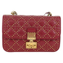 Christian Dior Chain Addict Shoulder Bag Leather Red Gold Auth 178483M-13
