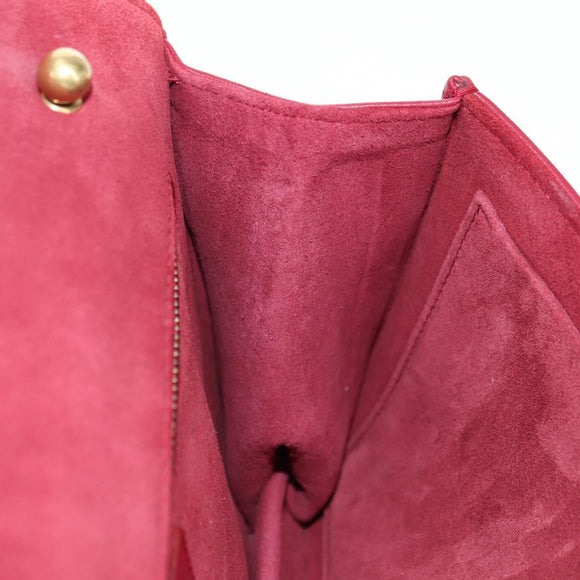 Christian Dior Chain Addict Shoulder Bag Leather Red Gold Auth 178483M