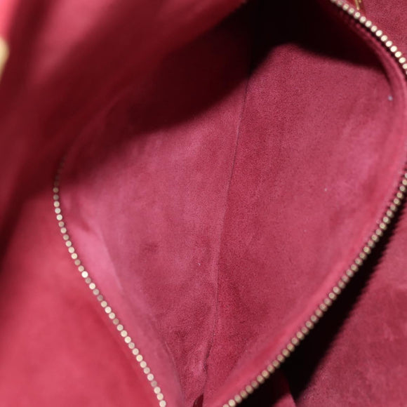 Christian Dior Chain Addict Shoulder Bag Leather Red Gold Auth 178483M