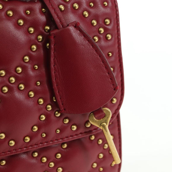 Christian Dior Chain Addict Shoulder Bag Leather Red Gold Auth 178483M