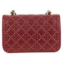 Christian Dior Chain Addict Shoulder Bag Leather Red Gold Auth 178483M-2