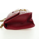 Christian Dior Chain Addict Shoulder Bag Leather Red Gold Auth 178483M-3