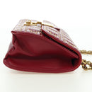 Christian Dior Chain Addict Shoulder Bag Leather Red Gold Auth 178483M-4