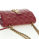 Christian Dior Chain Addict Shoulder Bag Leather Red Gold Auth 178483M-6