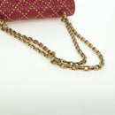 Christian Dior Chain Addict Shoulder Bag Leather Red Gold Auth 178483M-7