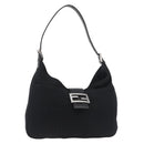 FENDI Mamma Baguette Shoulder Bag Black Silver Auth 178484-1