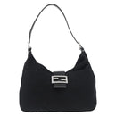 FENDI Mamma Baguette Shoulder Bag Black Silver Auth 178484-13