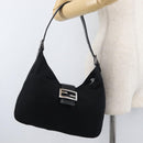 FENDI Mamma Baguette Shoulder Bag Black Silver Auth 178484-24
