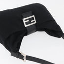 FENDI Mamma Baguette Shoulder Bag Black Silver Auth 178484-6