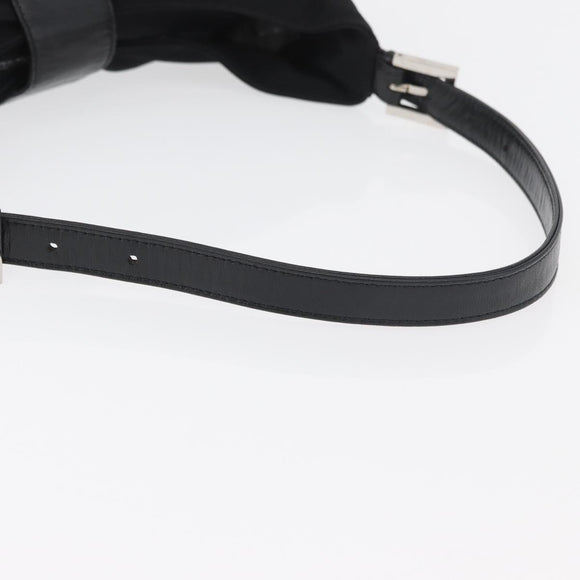 FENDI Mamma Baguette Shoulder Bag Black Silver Auth 178484