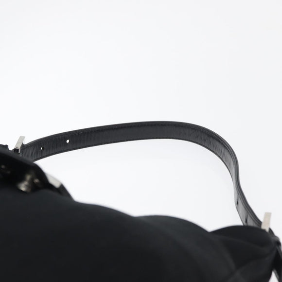 FENDI Mamma Baguette Shoulder Bag Black Silver Auth 178484