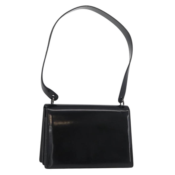 Salvatore Ferragamo Gancini Shoulder Bag Patent leather Black Silver Auth 178485