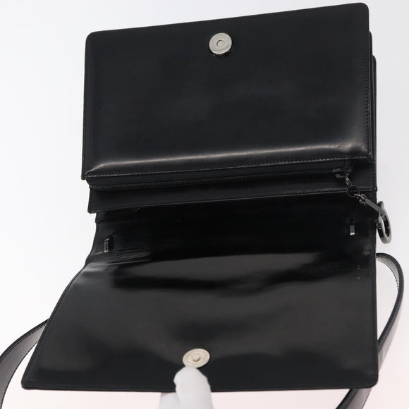 Salvatore Ferragamo Gancini Shoulder Bag Patent leather Black Silver Auth 178485