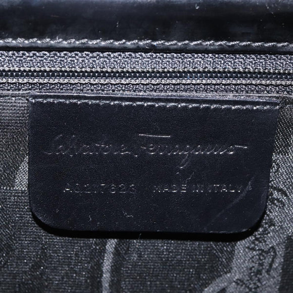 Salvatore Ferragamo Gancini Shoulder Bag Patent leather Black Silver Auth 178485