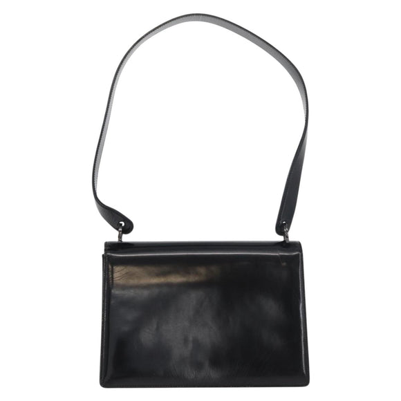 Salvatore Ferragamo Gancini Shoulder Bag Patent leather Black Silver Auth 178485