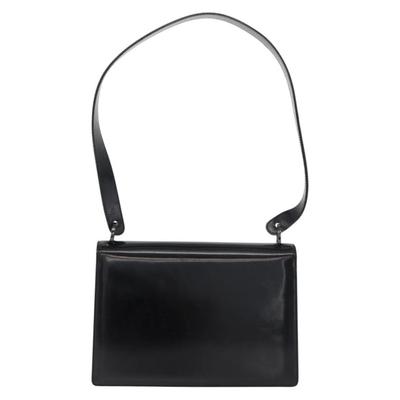 Salvatore Ferragamo Gancini Shoulder Bag Patent leather Black Silver Auth 178485
