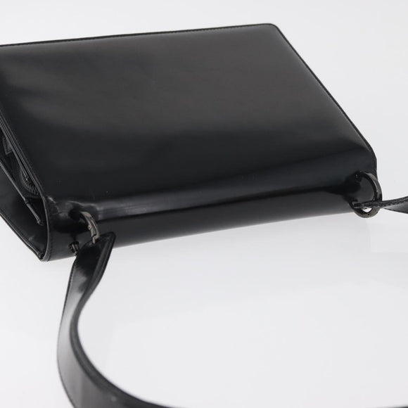 Salvatore Ferragamo Gancini Shoulder Bag Patent leather Black Silver Auth 178485