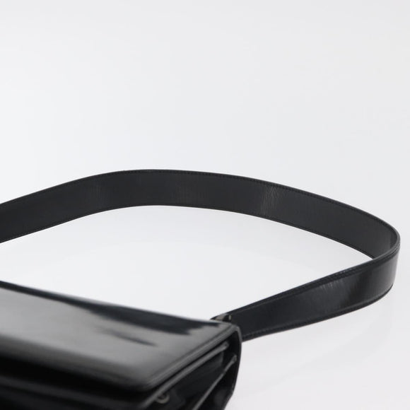 Salvatore Ferragamo Gancini Shoulder Bag Patent leather Black Silver Auth 178485