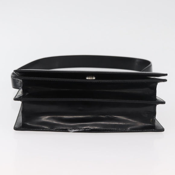 Salvatore Ferragamo Gancini Shoulder Bag Patent leather Black Silver Auth 178485