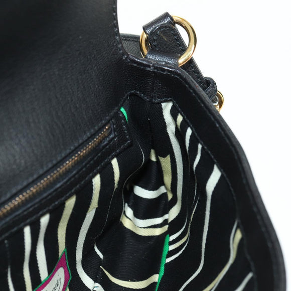 GUCCI Horsebit Schultertasche Leder Schwarz Gold 159402 Auth 178489SAV