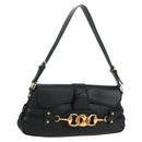 GUCCI Horsebit Schultertasche Leder Schwarz Gold 159402 Auth 178489SAV-1