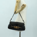 GUCCI Horsebit Schultertasche Leder Schwarz Gold 159402 Auth 178489SAV-25