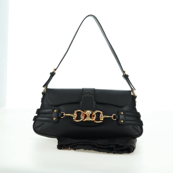 GUCCI Horsebit Schultertasche Leder Schwarz Gold 159402 Auth 178489SAV