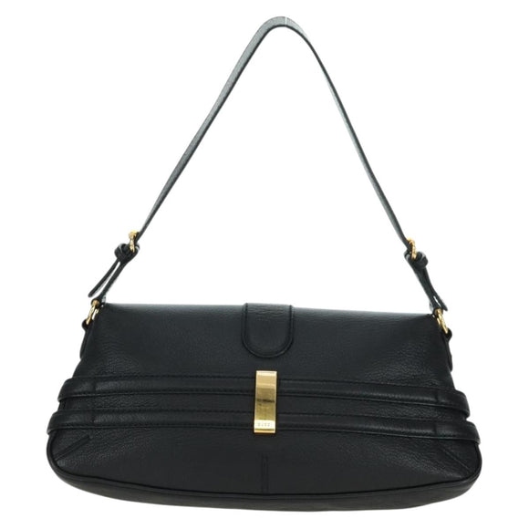 GUCCI Horsebit Schultertasche Leder Schwarz Gold 159402 Auth 178489SAV