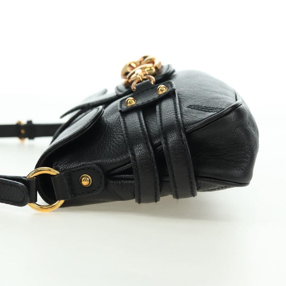 GUCCI Horsebit Schultertasche Leder Schwarz Gold 159402 Auth 178489SAV