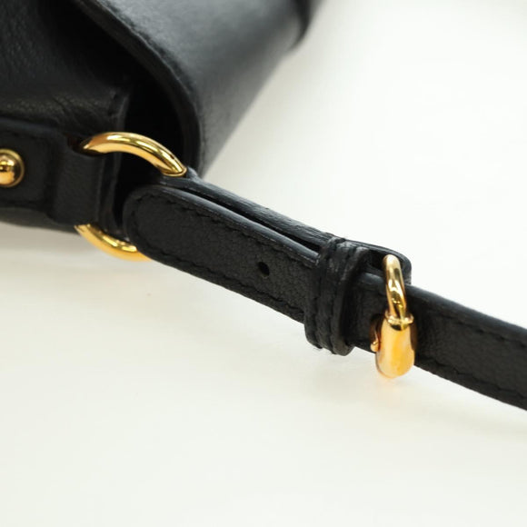 GUCCI Horsebit Schultertasche Leder Schwarz Gold 159402 Auth 178489SAV