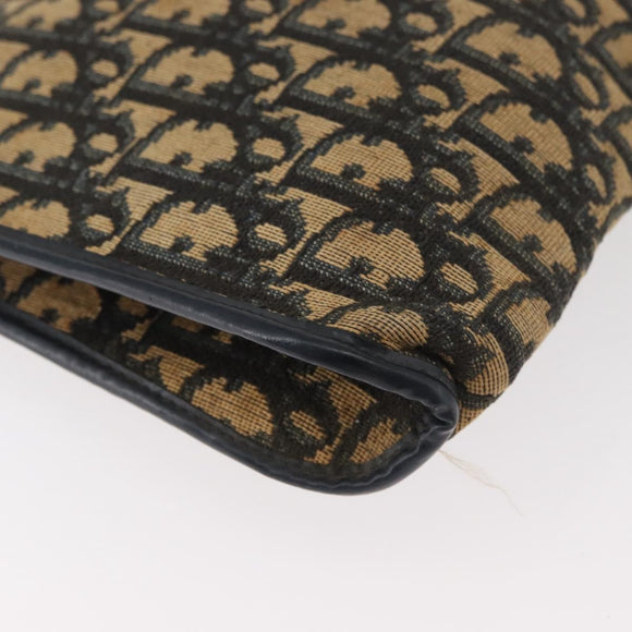 Christian Dior Trotter Canvas Shoulder Bag Navy Gold Auth 178491