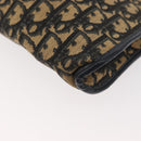 Christian Dior Trotter Canvas Shoulder Bag Navy Gold Auth 178491-14