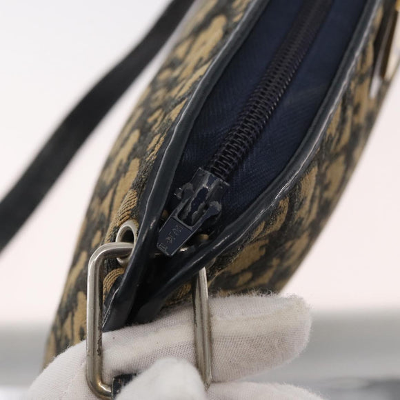 Christian Dior Trotter Canvas Shoulder Bag Navy Gold Auth 178491
