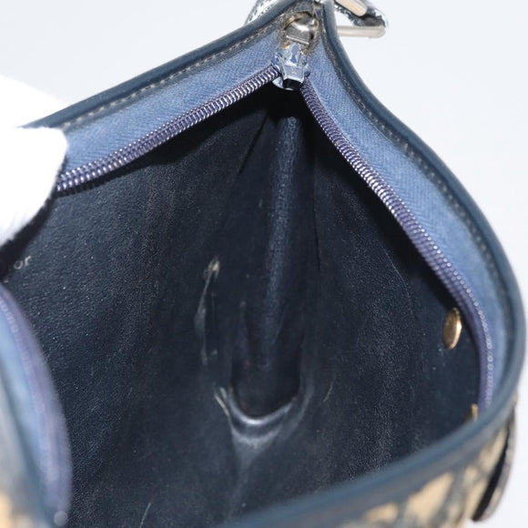 Christian Dior Trotter Canvas Shoulder Bag Navy Gold Auth 178491