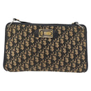 Christian Dior Trotter Canvas Shoulder Bag Navy Gold Auth 178491-13