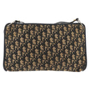 Christian Dior Trotter Canvas Shoulder Bag Navy Gold Auth 178491-2