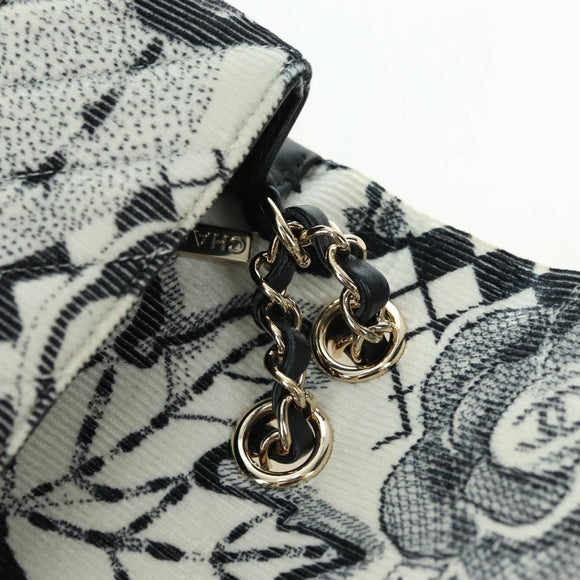 CHANEL Matelasse 25 Chain Shoulder Bag Corduroy White Gold CC Auth 178492SAM