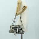 CHANEL Matelasse 25 Chain Shoulder Bag Corduroy White Gold CC Auth 178492SAM-25