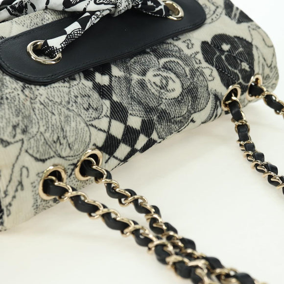 CHANEL Matelasse 25 Chain Shoulder Bag Corduroy White Gold CC Auth 178492SAM