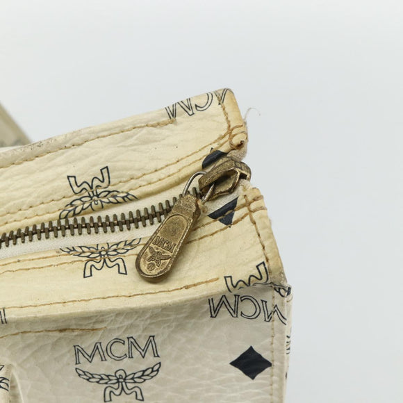 MCM Vicetos Logogram Tote Bag PVC White Gold Auth 178496