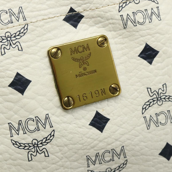 MCM Vicetos Logogram Tote Bag PVC White Gold Auth 178496